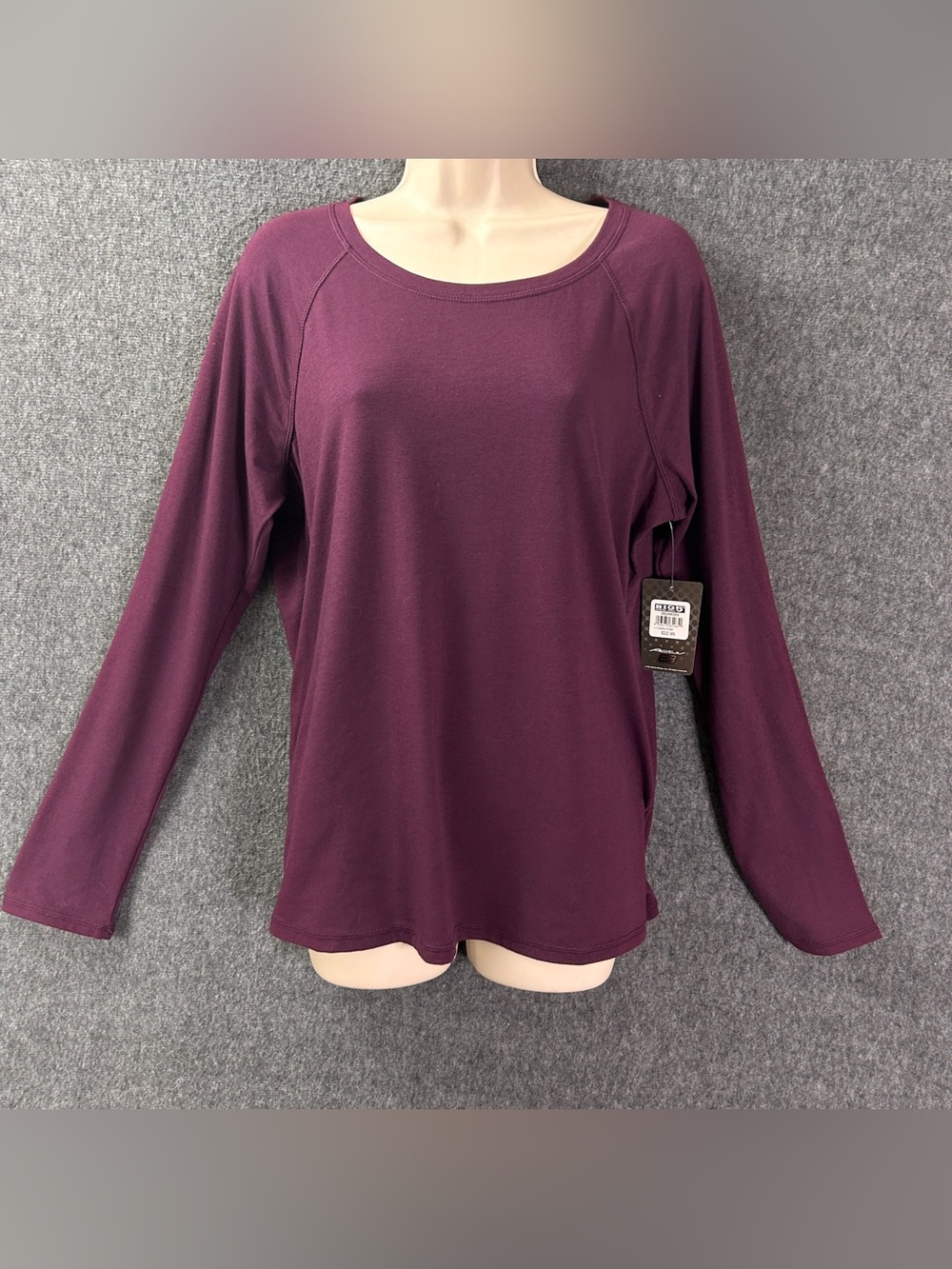 Activ 8 Shirt Womens Large Purple Lace Long Sleeve Raglan Active Top